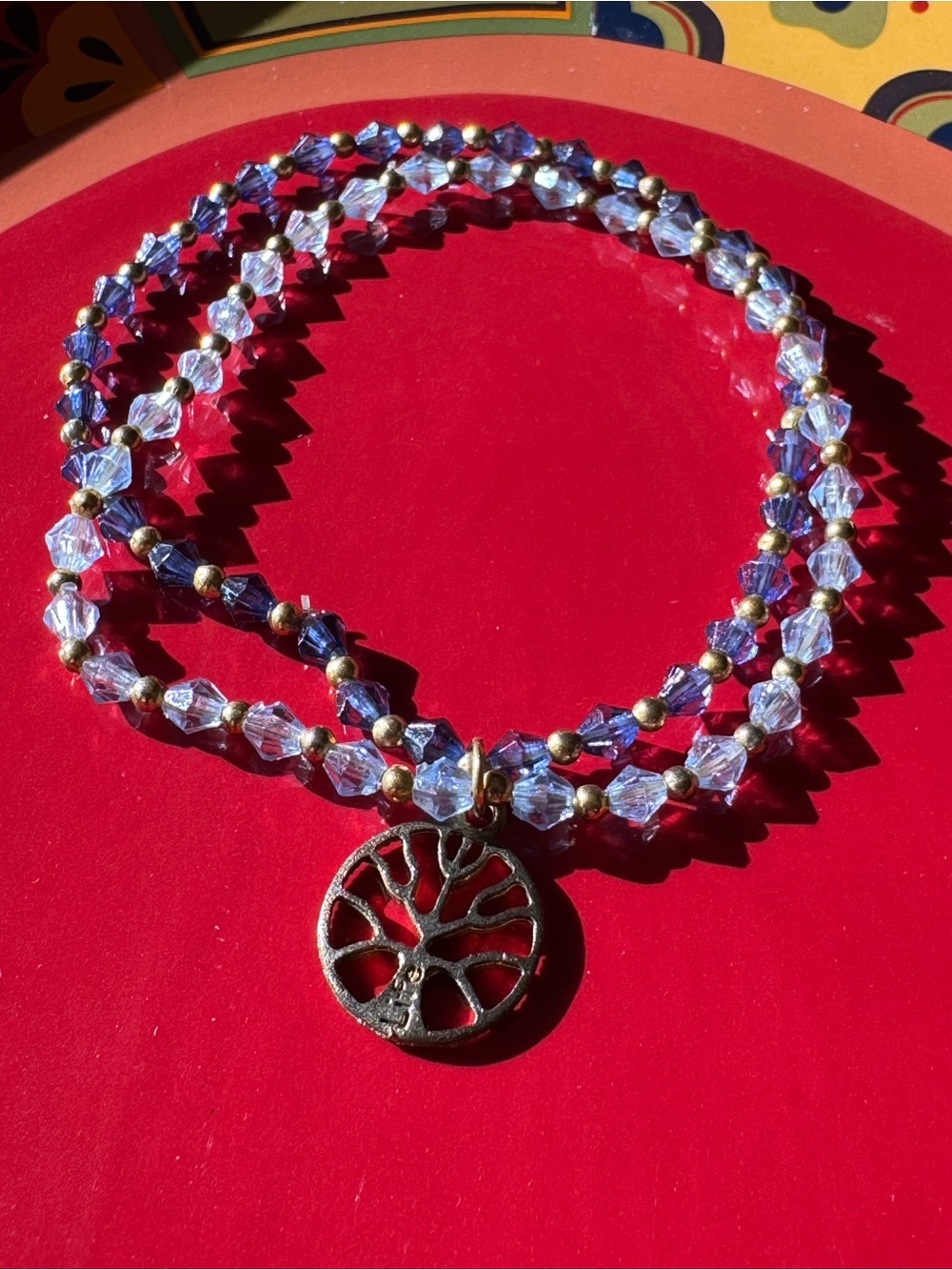 ✨BUNDLE 5 ITEMS FOR $20✨Crystal Bead Tree of Life Necklace - Purple and Clear